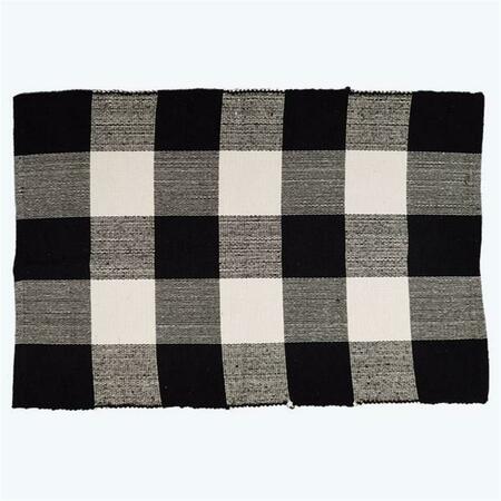 YOUNGS Cotton Hand Woven Rug, Black & White 10705